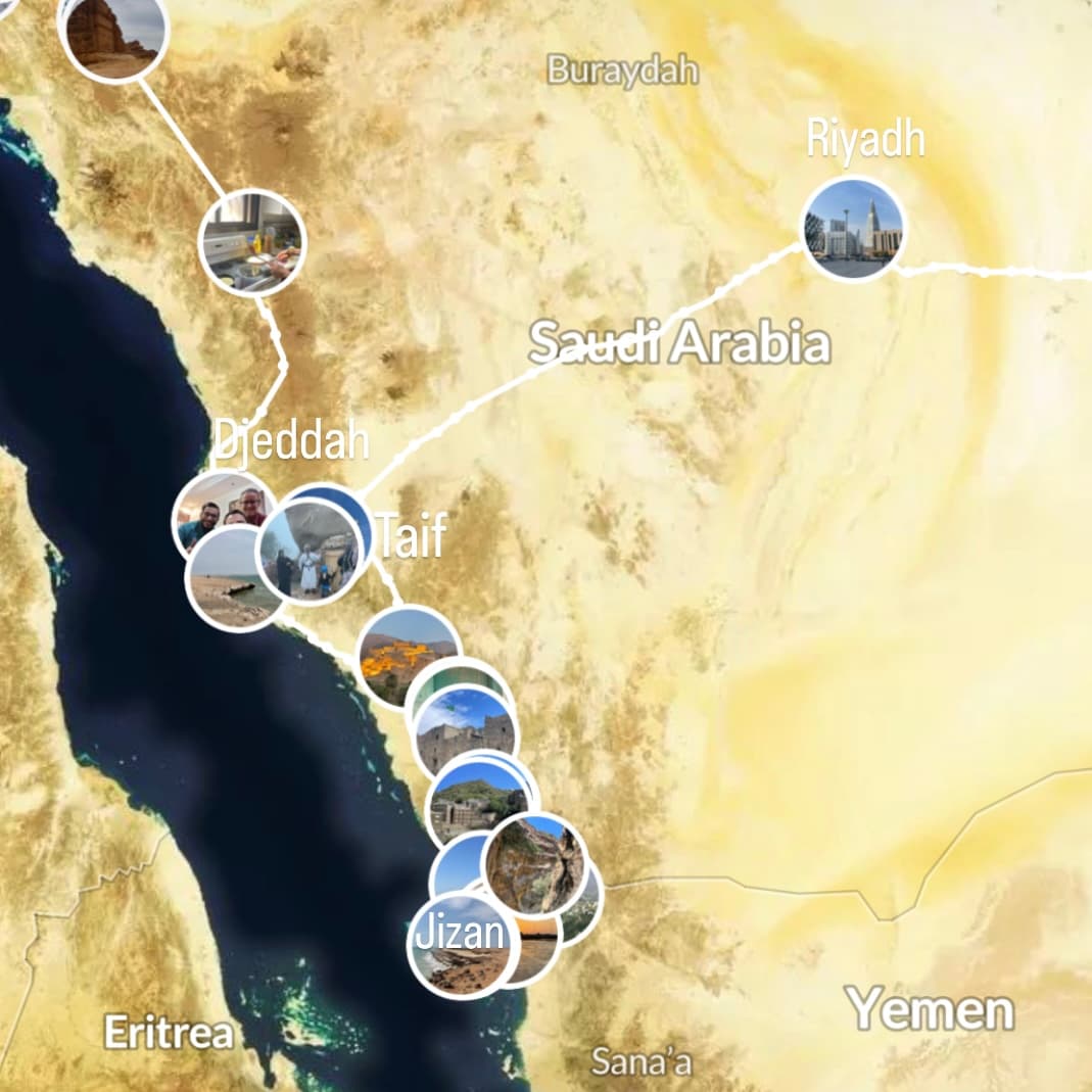 Itinéraire de notre voyage en Arabie Saoudite sur Polarsteps